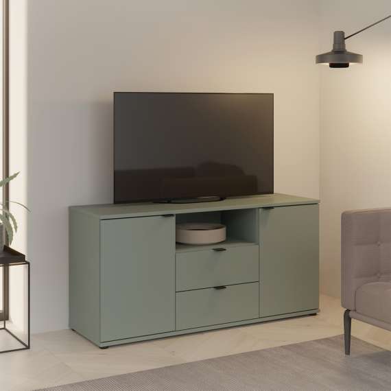 Tv-benk GANY - 130x63 cm - mynte - 2 dører - 2 skuffer