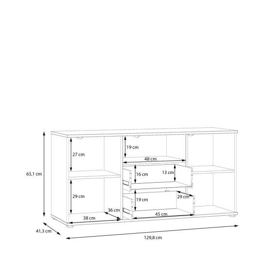 Tv-benk GANY - 130x63 cm - mynte - 2 dører - 2 skuffer