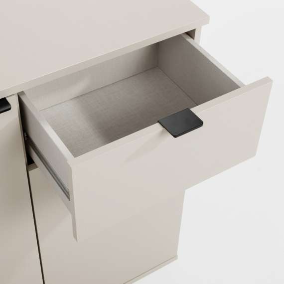 Skjenk GANY - 80x82 cm - beige sand - 2 dører - 1 skuff