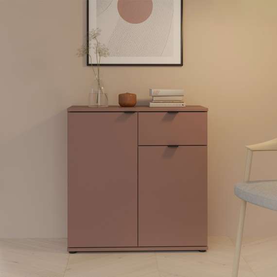 Skjenk GANY - 80x82 cm - terrakota - 2 dører - 1 skuff