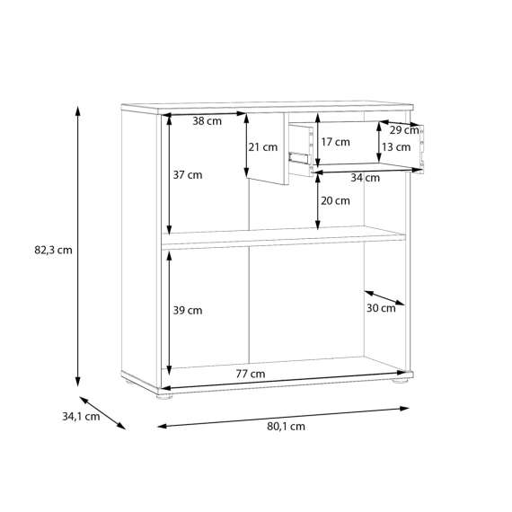 Skjenk GANY - 80x82 cm - terrakota - 2 dører - 1 skuff