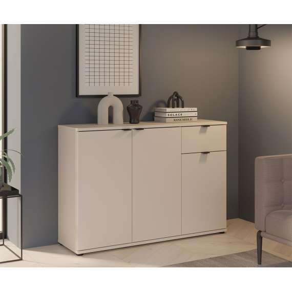 Skjenk GANY - 120x82 cm - beige sand - 3 dører - 2 skuffer