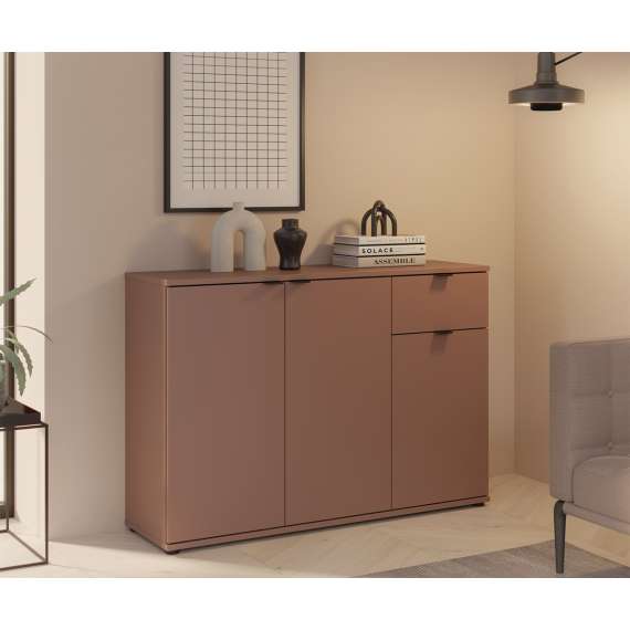 Skjenk GANY - 120x82 cm - terrakota - 3 dører - 2 skuffer