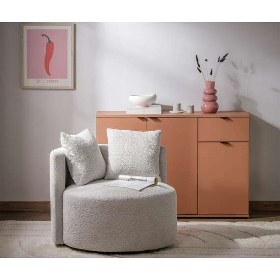 Skjenk GANY - 120x82 cm - terrakota - 3 dører - 2 skuffer