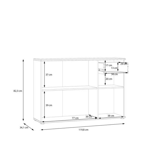 Skjenk GANY - 120x82 cm - terrakota - 3 dører - 2 skuffer