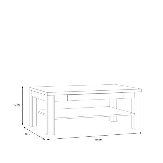 Sofabord INORI - 100x70 cm - eik mauvella - skuff