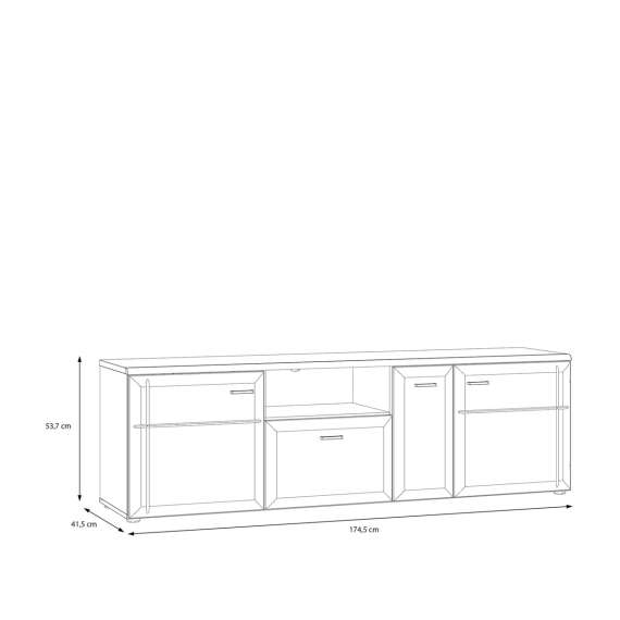 Tv-benk INORI - 170x54 cm - 2 dører - 1 skuff - eik mauvella