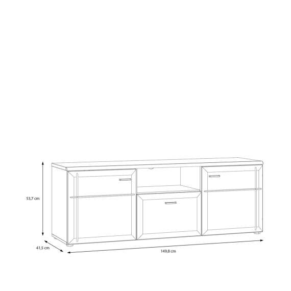 Tv-benk INORI - 150x54 cm - 2 dører - 1 skuff - eik mauvella