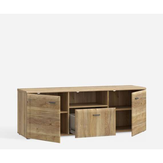 Tv-benk INORI - 150x54 cm - 2 dører - 1 skuff - eik mauvella