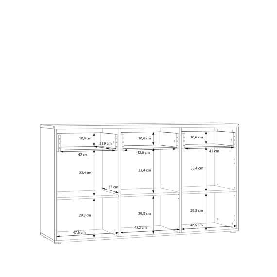 Skjenk INORI - 150x86 cm - 3 dører - 3 skuffer - eik mauvella
