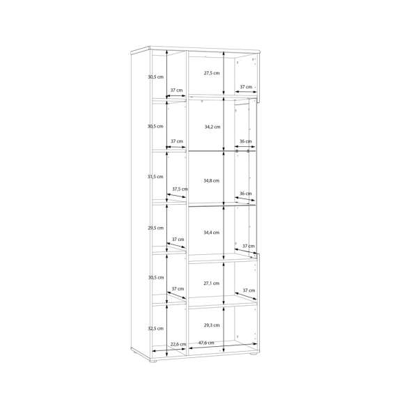 Vitrineskap INORI - 75x198 cm - 2 dører - eik mauvella