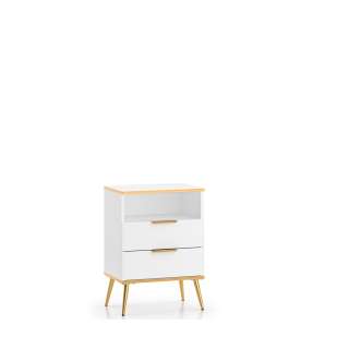 Nattbord VINTERBO - 50x70 cm - hvit matt - 2 skuffer - metall bein