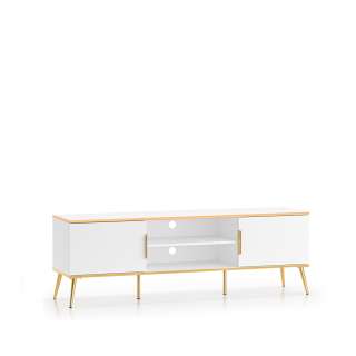 Tv-benk VINTERBO - 160x53 cm - hvit matt - 2 dører - metall bein