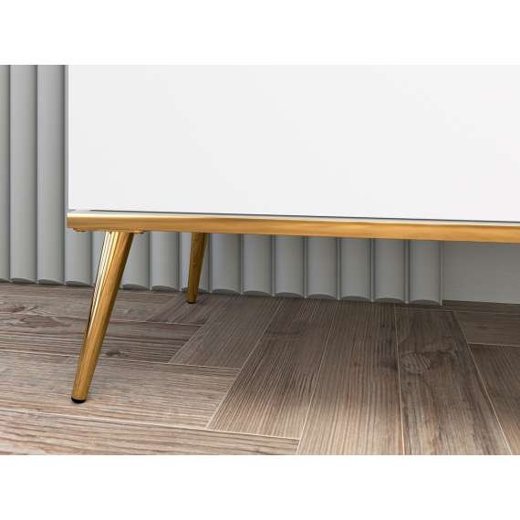 Tv-benk VINTERBO - 160x53 cm - hvit matt - 2 dører - metall bein