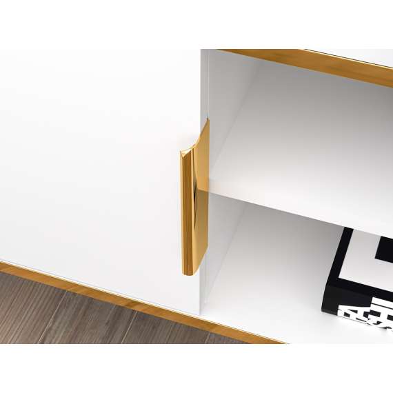 Tv-benk VINTERBO - 160x53 cm - hvit matt - 2 dører - metall bein