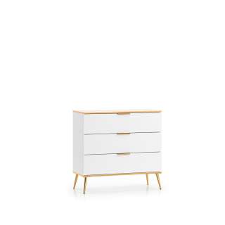 Skjenk VINTERBO - 92x88 cm - hvit matt - 3 skuffer - metall bein