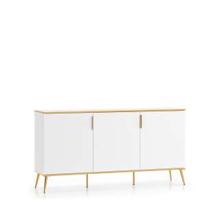 Skjenk VINTERBO - 170x88 cm - hvit matt - 3 dører - metall bein