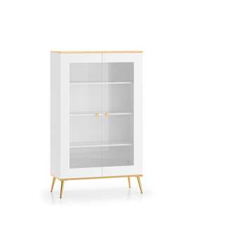 Vitrineskap VINTERBO - 92x152 cm - hvit matt - 2 dører - metall bein