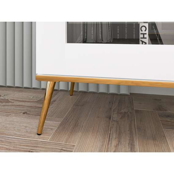 Vitrineskap VINTERBO - 92x152 cm - hvit matt - 2 dører - metall bein