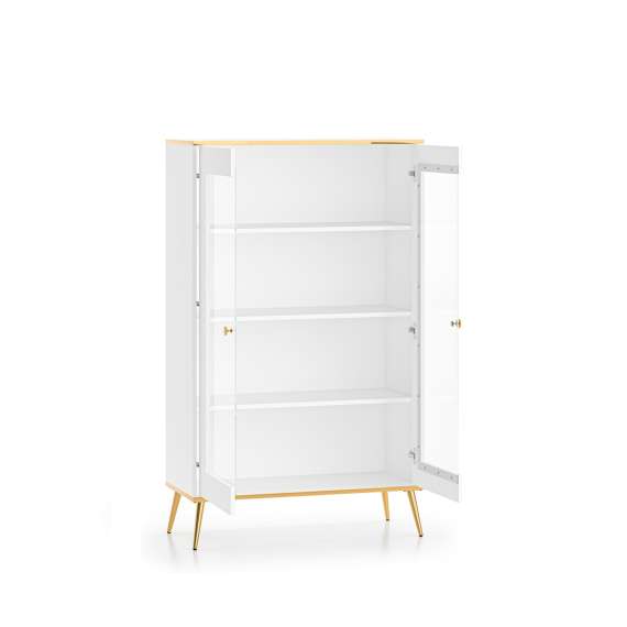 Vitrineskap VINTERBO - 92x152 cm - hvit matt - 2 dører - metall bein