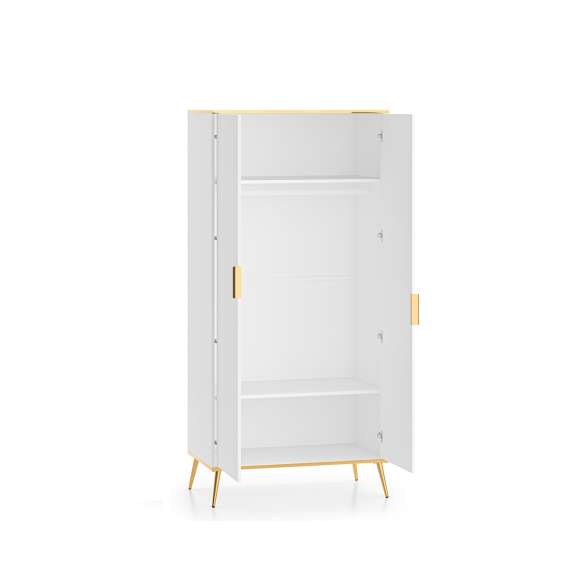 Garderobeskap VINTERBO - 92x195 cm - hvit matt - 2 dører - metall bein