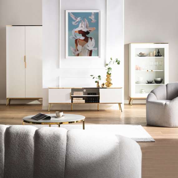 Garderobeskap VINTERBO - 92x195 cm - hvit matt - 2 dører - metall bein