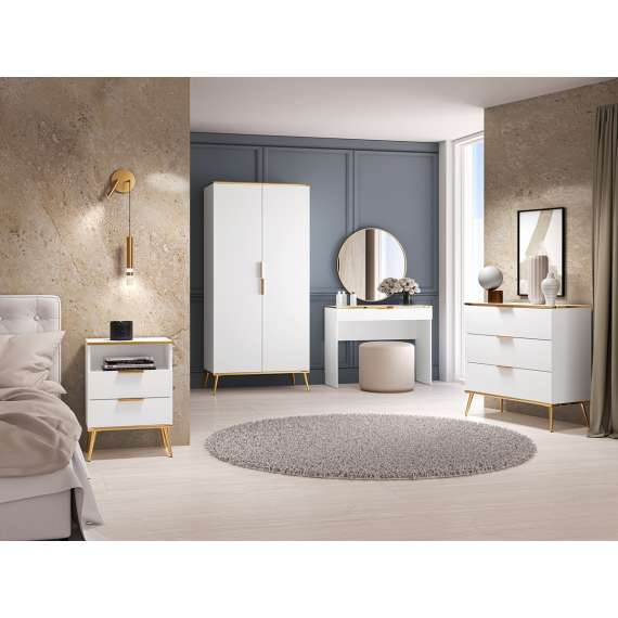 Garderobeskap VINTERBO - 92x195 cm - hvit matt - 2 dører - metall bein