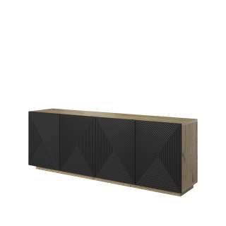 Skjenk Ash 200x71 cm - eik - sort - 4 dører