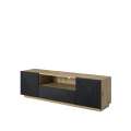 Tv-benk Ash 167x50 cm - eik - sort - 2 dører - 1 skuff