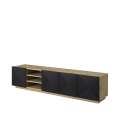 Tv-benk Ash 200x46 cm - eik - sort - 4 dører - hyller