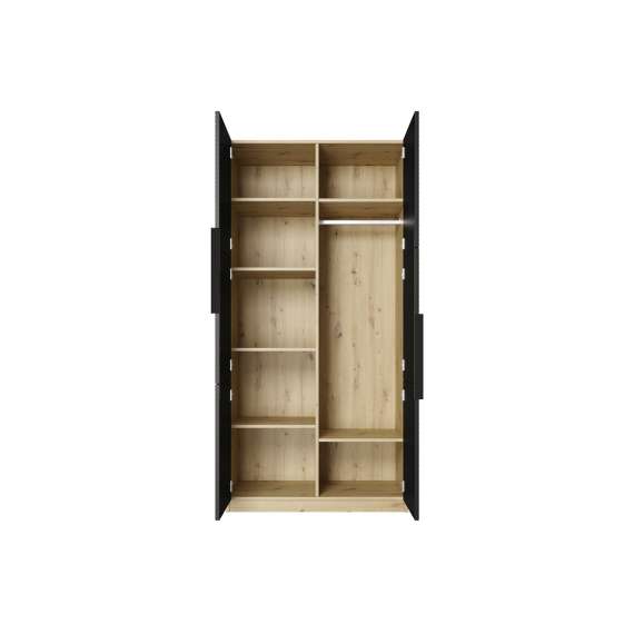 Garderobeskap Ash 100x205 cm - eik - sort - 2 dører