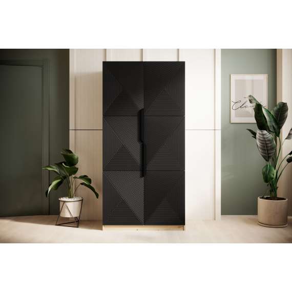 Garderobeskap Ash 100x205 cm - eik - sort - 2 dører