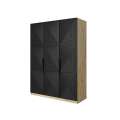 Garderobeskap Ash 150x205 cm - eik - sort - 3 dører