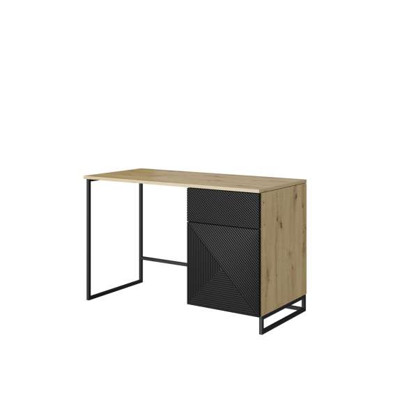 Skrivebord Ash 120x55 cm - sort - eik - med oppbevaring