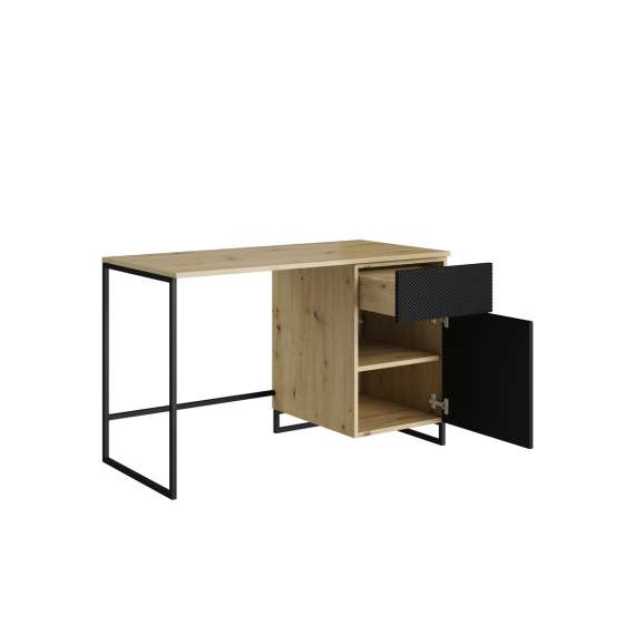 Skrivebord Ash 120x55 cm - sort - eik - med oppbevaring