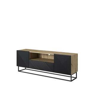 Tv-benk Ash 167x60 cm - eik - sort - 2 dører - 1 skuff