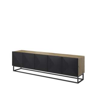 Tv-benk Ash 200x56 cm - eik - sort - 5 dører