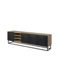 Tv-benk Ash 200x56 cm - eik - sort - 4 dører - hyller