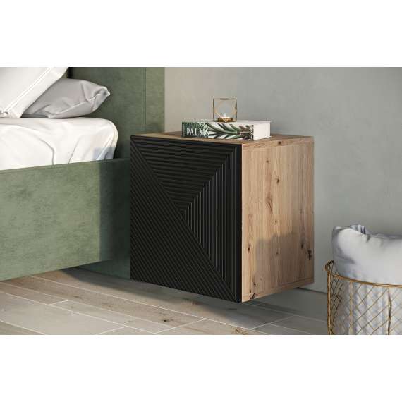 Vegghengt skap Ash 40x40 cm - eik - sort - 1 dør