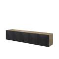 Tv-benk Ash 200x40 cm - eik - sort - vegghengt