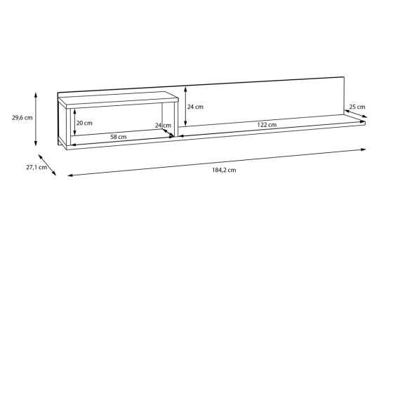 Vegghylle GALAC 184x30 cm - eik mauvella beige sand
