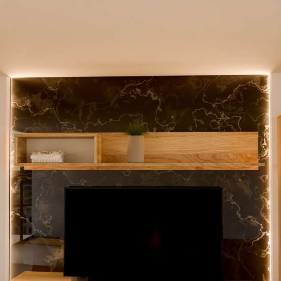 Vegghylle GALAC 184x30 cm - eik mauvella beige sand