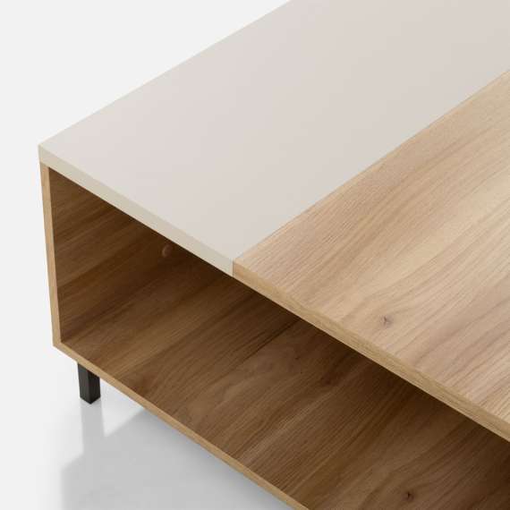 Sofabord GALAC - 90x90 cm - eik mauvella - beige sand