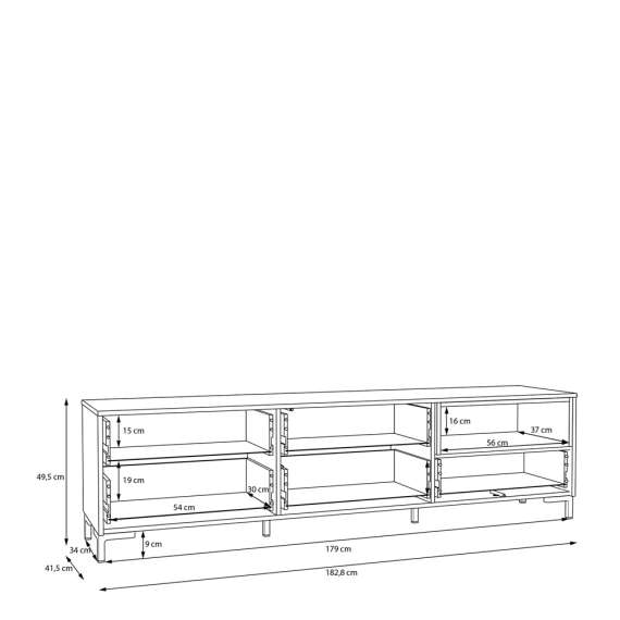 Tv-benk GALAC - 183x50 cm - 3 skuffer - eik mauvella - beige sand