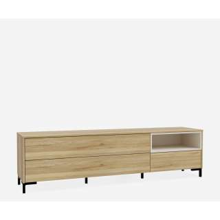 Tv-benk GALAC - 183x50 cm - 3 skuffer - eik mauvella - beige sand