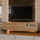 Tv-benk GALAC - 183x50 cm - 3 skuffer - eik mauvella - beige sand