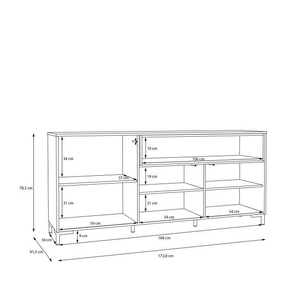 Skjenk GALAC - 173x78 cm - 3 dører - eik mauvella - beige sand