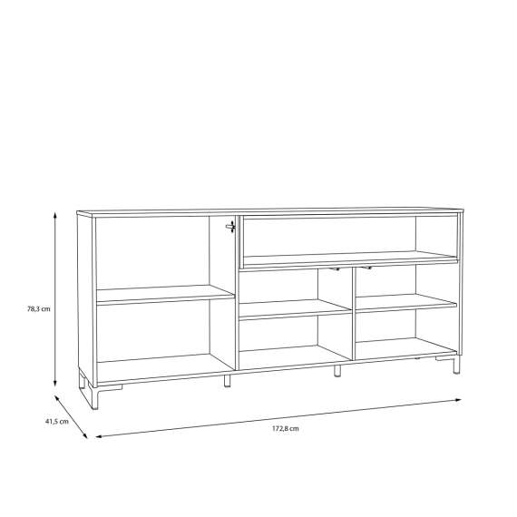 Skjenk GALAC - 173x78 cm - 3 dører - eik mauvella - beige sand