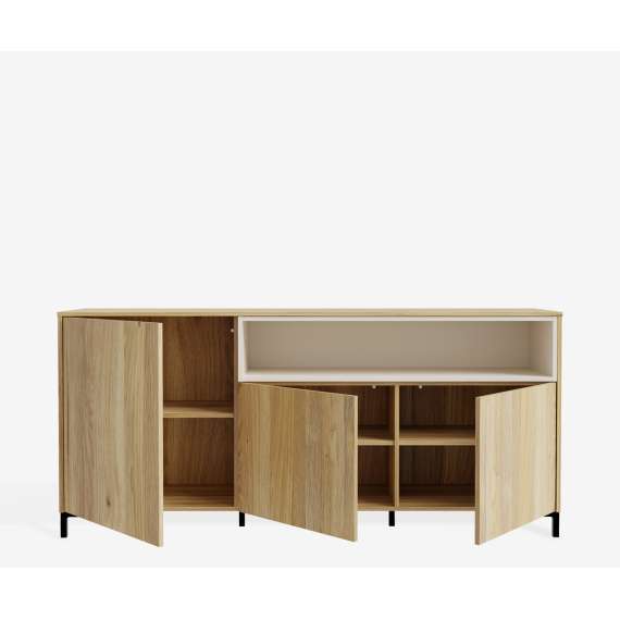 Skjenk GALAC - 173x78 cm - 3 dører - eik mauvella - beige sand