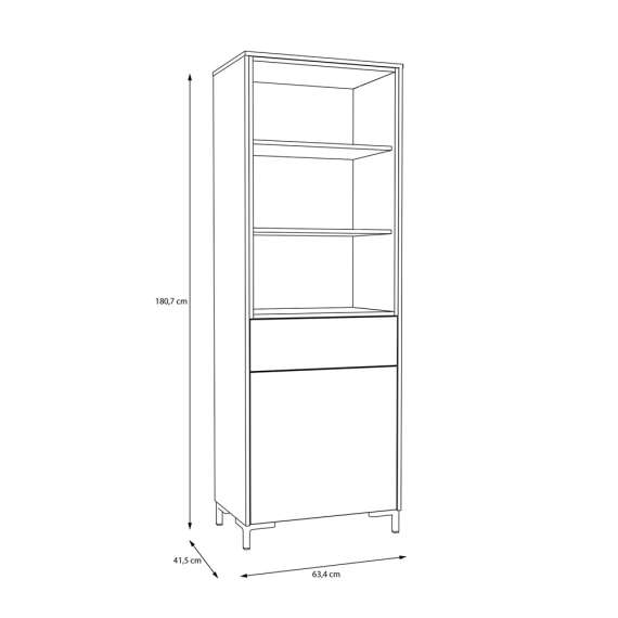 Reol GALAC - 63x181 cm - 2 dører - 1 skuff - eik mauvella - beige sand